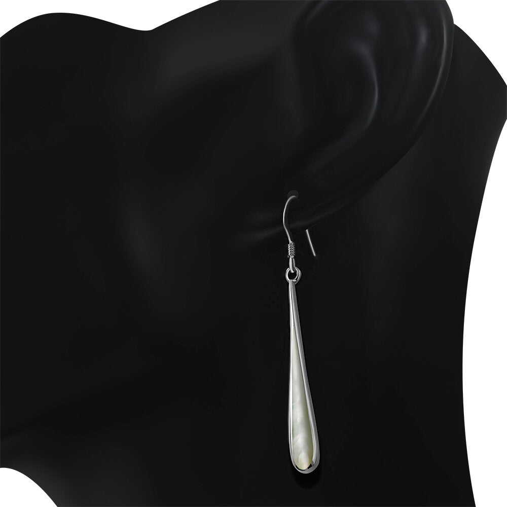 Contemporary Stone Earrings- Long Droplets with Mother of Pearl