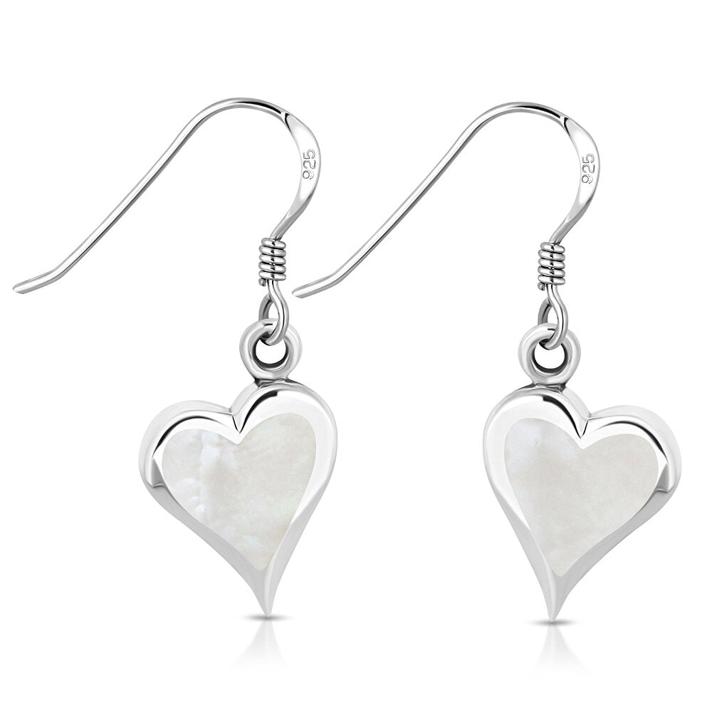 Contemporary Stone Earrings - Love Hearts with Mother of Pearl