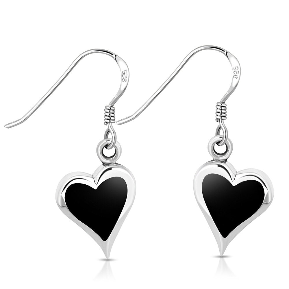 Contemporary Stone Earrings- Love Heart with Black Onyx
