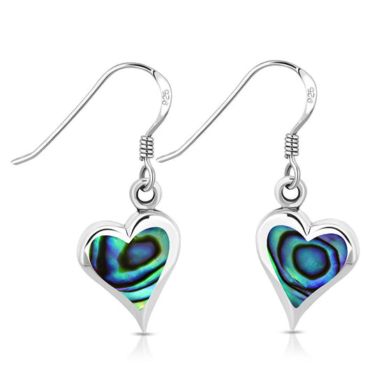 Contemporary Stone Earrings - Love Hearts with Abalone Shell