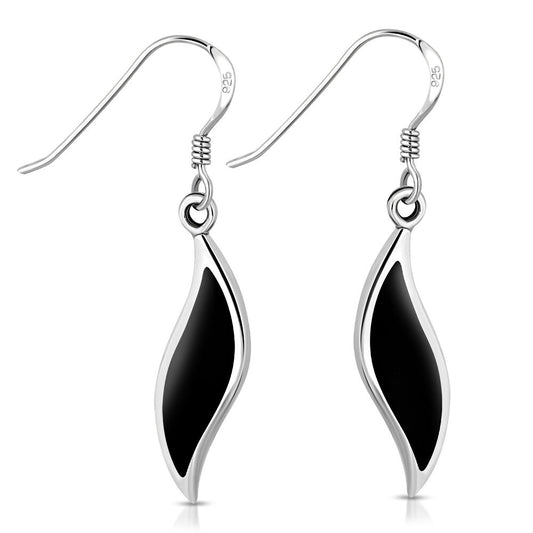Contemporary Stone Earrings- Brushstrokes with Black Onyx