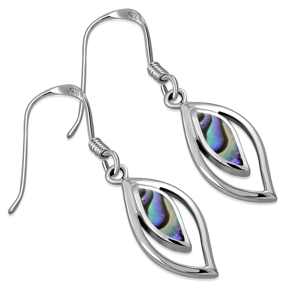 Contemporary Stone Earrings- Open Leaf with Abalone Shell