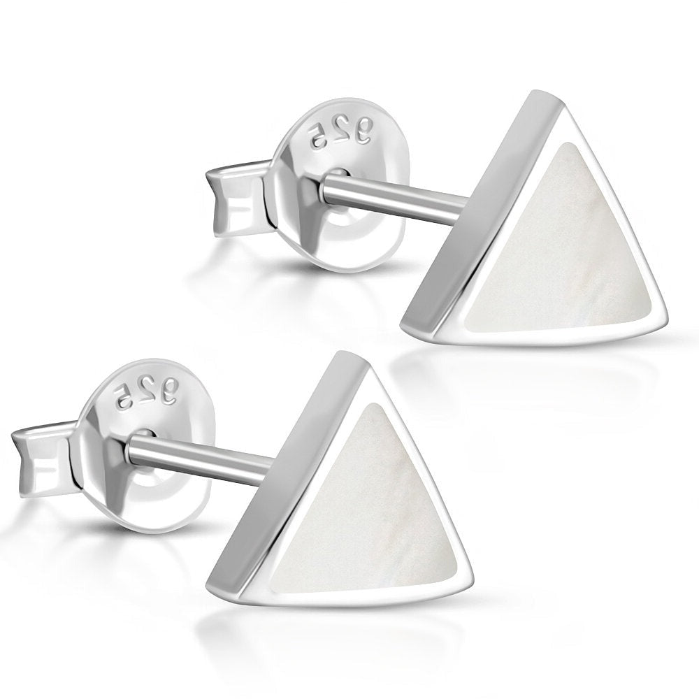Contemporary Stone Studs - Wee Triangles with Mother of Pearl