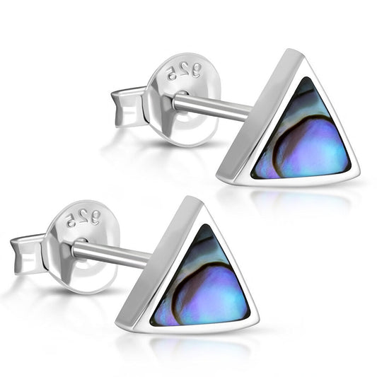 Contemporary Stone Studs - Wee Triangles with Abalone Shell