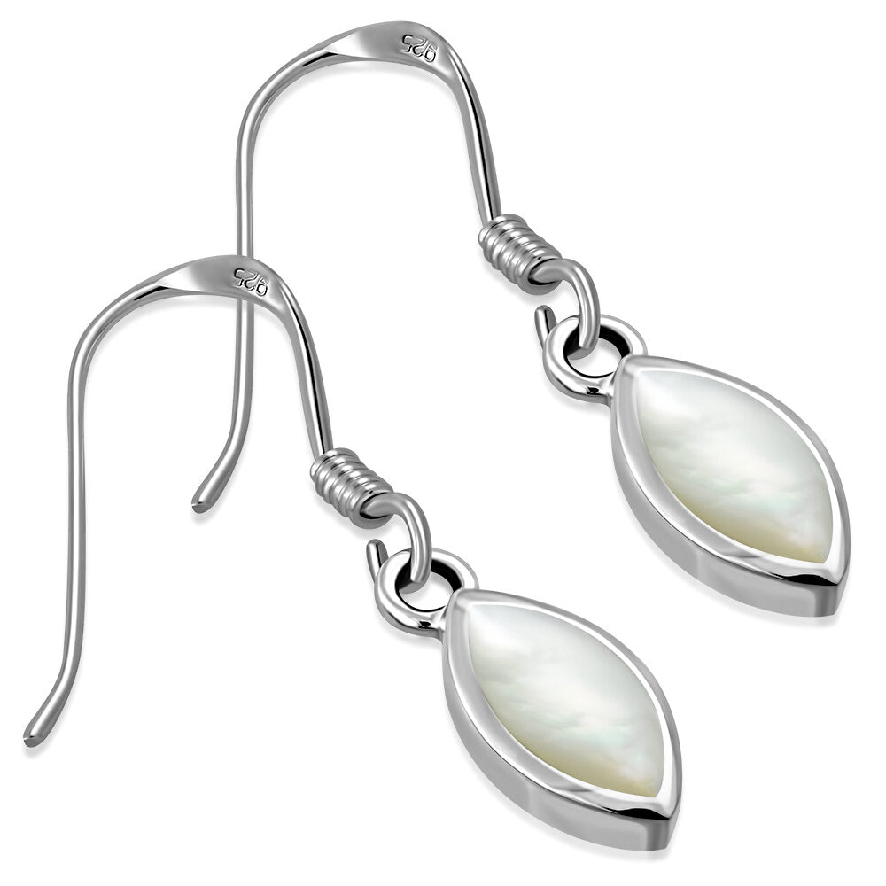 Contemporary Stone Earrings- Almond Drop with Mother of Pearl