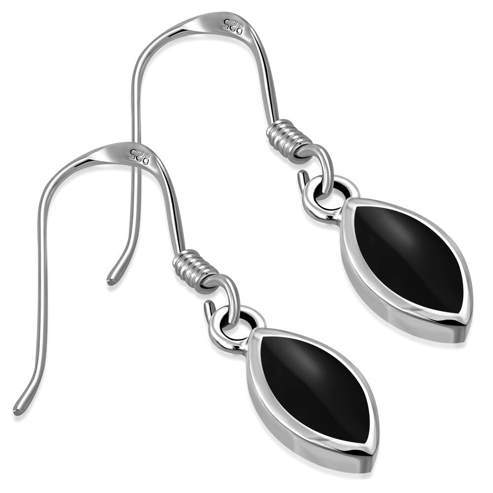 Contemporary Stone Earrings- Almond Drop with Black Onyx