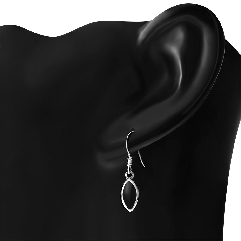 Contemporary Stone Earrings- Almond Drop with Black Onyx