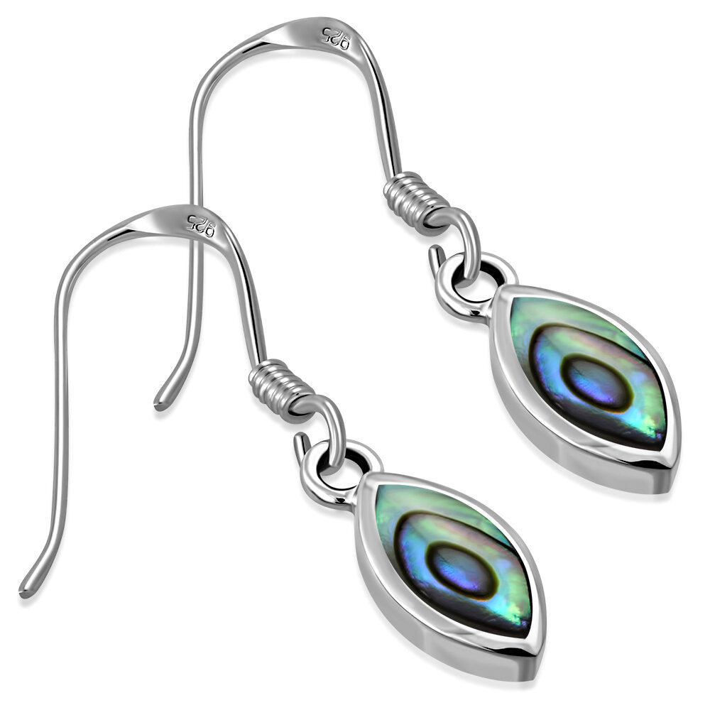 Contemporary Stone Earrings- Almond Drop with Abalone Shell