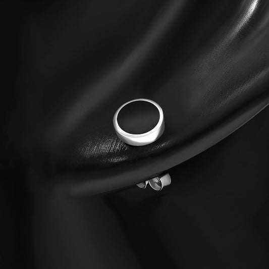 Contemporary Stone Earrings- Simple Circle Studs with Black Onyx