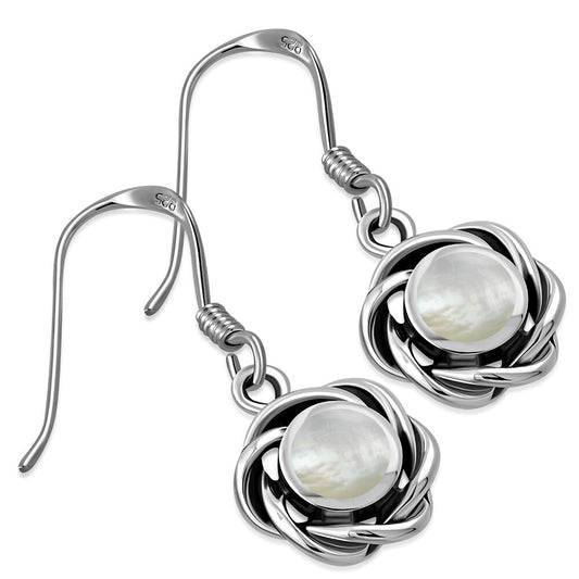 Contemporary Stone Earrings- Circle Wreath with Mother of Pearl