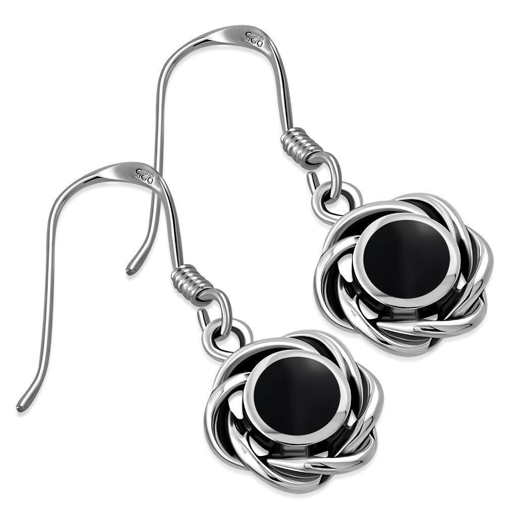 Contemporary Stone Earrings-   Circle Wreath with Black Onyx