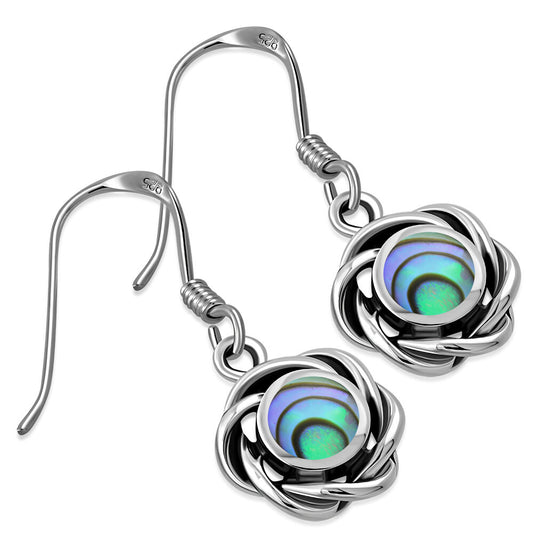 Contemporary Stone Earrings- Circle Wreath with Abalone Shell