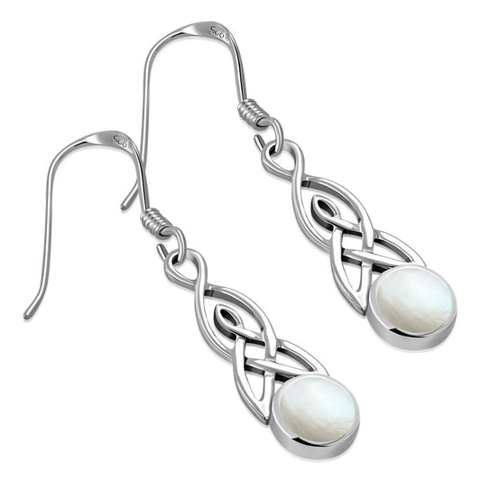 Celtic Stone Earrings - Mother and Daughter Knot with Mother of Pearl