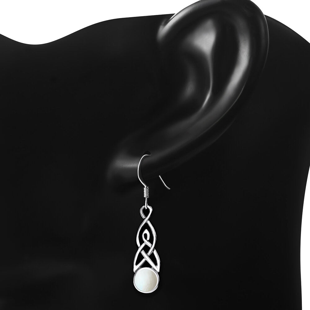 Celtic Stone Earrings - Mother and Daughter Knot with Mother of Pearl