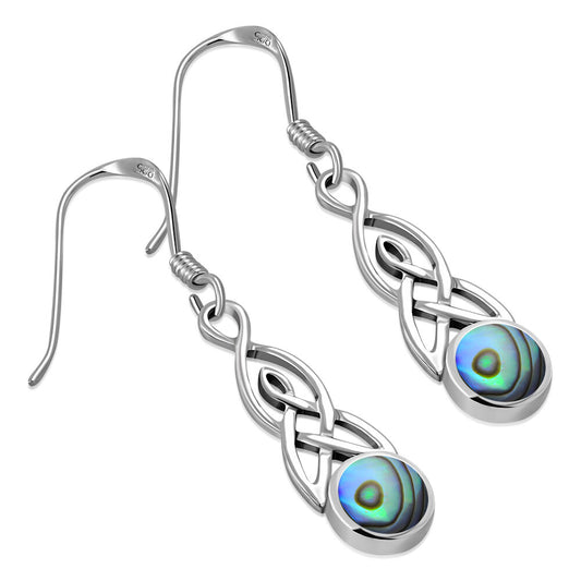 Celtic Stone Earrings - Mother and Daughter Knot with Abalone