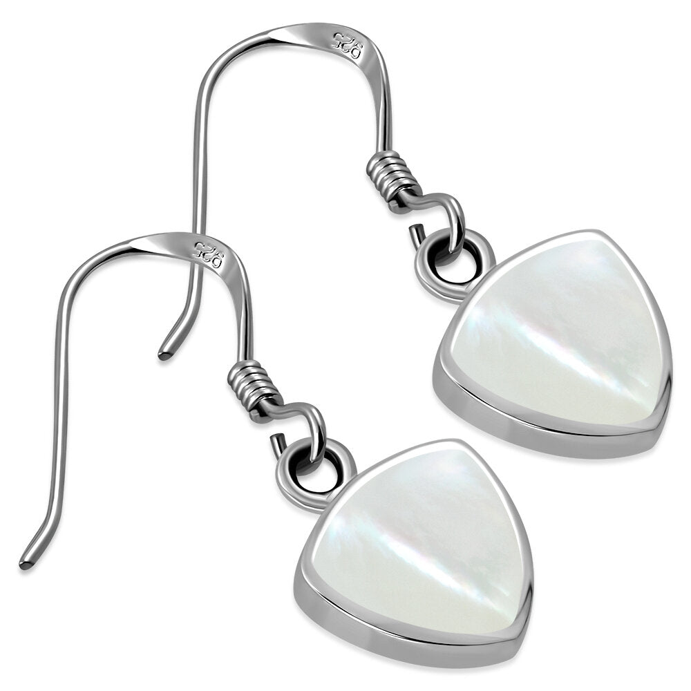 Contemporary Stone Earrings-Small Shield with Mother of Pearl