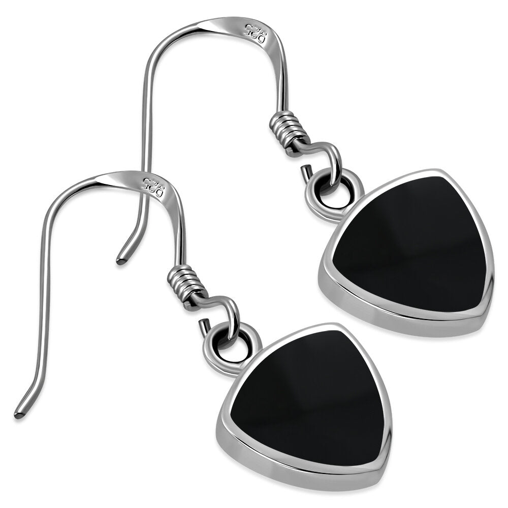 Contemporary Stone Earrings-Small Shield with Black Onyx