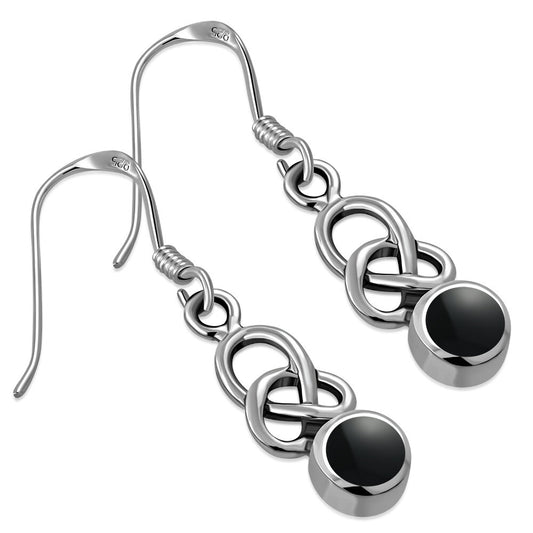 Celtic Stone Earrings- Rounded Trinity Drop with Black Onyx