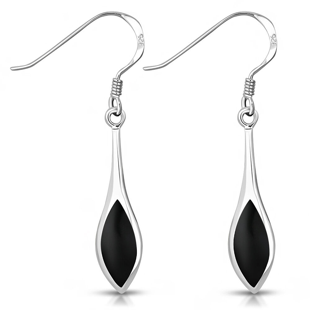 Contemporary Stone Earrings-Hanging Drop with Black Onyx