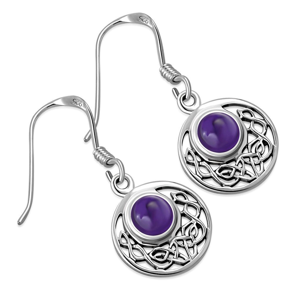 Celtic Knot Earrings - Half Moon filled with Amethyst