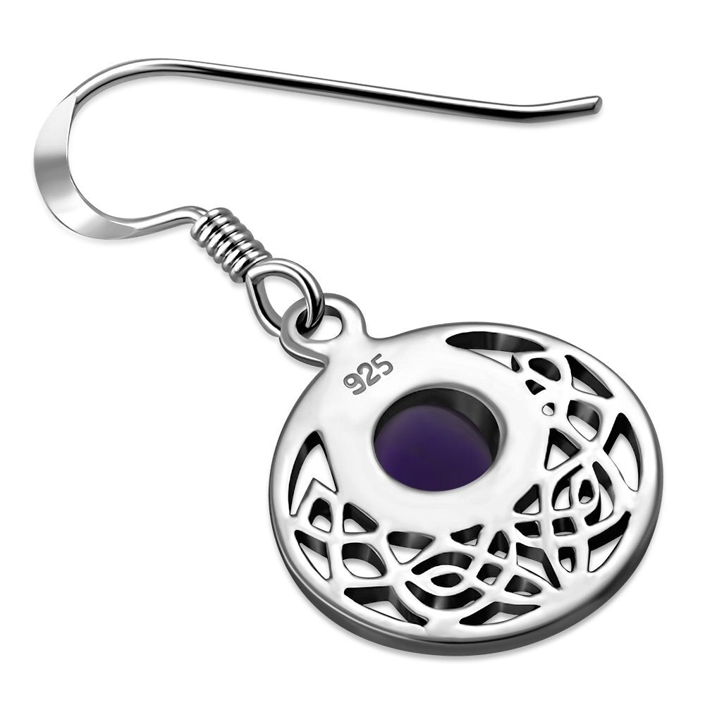 Celtic Knot Earrings - Half Moon filled with Amethyst