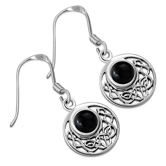 Celtic Knot Earrings - Half Moon filled with Black Onyx