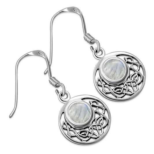Celtic Knot Earrings - Half Moon filled with Moonstone