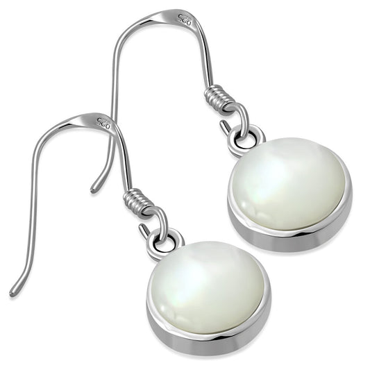 Contemporary Stone Earrings - Circles with Mother of Pearl