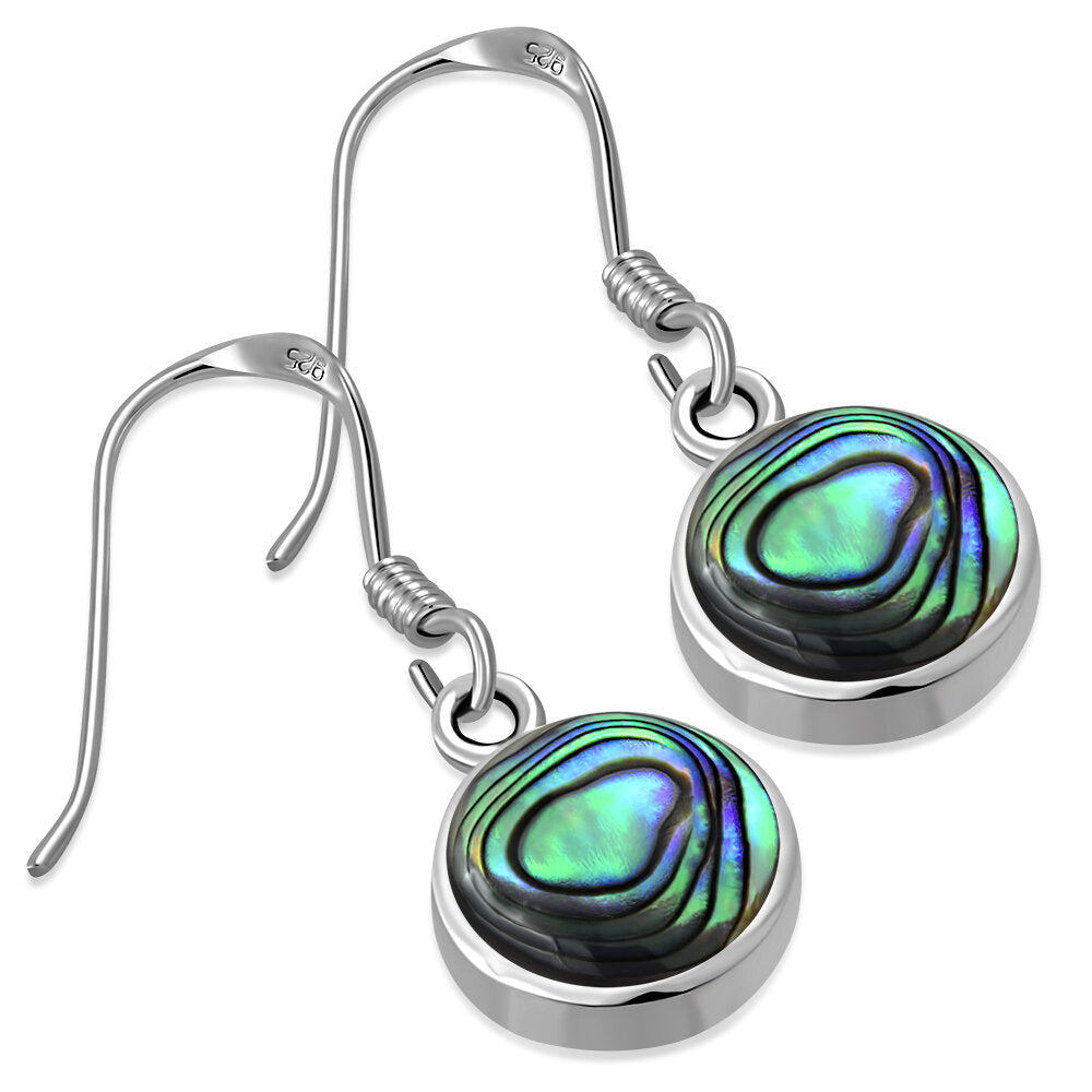 Contemporary Stone Earrings - Circles with Abalone Shell