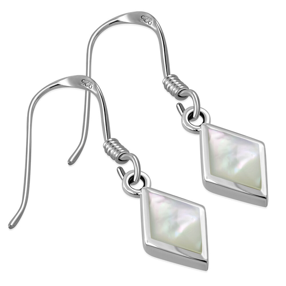 Contemporary Stone Earrings - Diamonds with Mother of Pearl