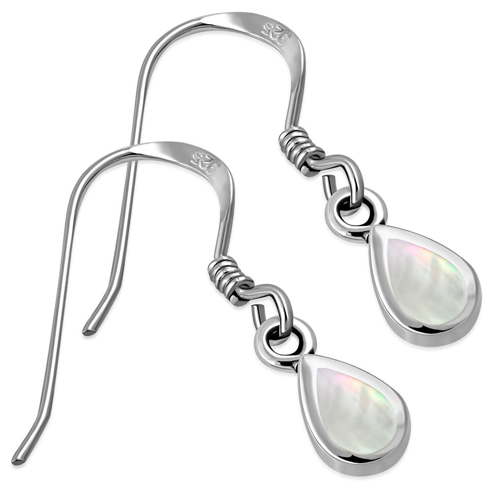 Contemporary Stone Earrings - Wee Teardrop with Mother of Pearl
