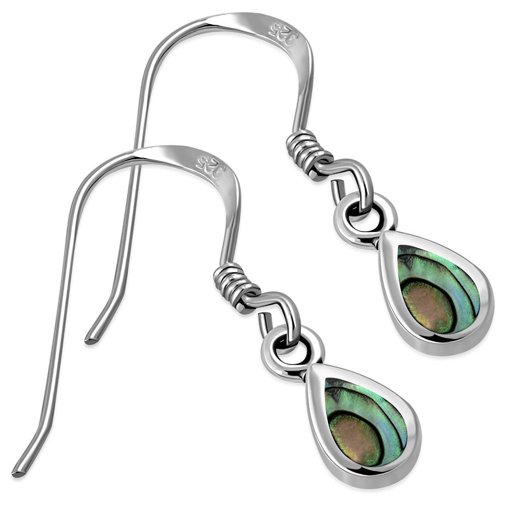 Contemporary Stone Earrings - Wee Teardrop with Abalone Shell