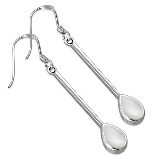 Contemporary Stone Earrings - Pendulum Teardrops with Mother of Pearl