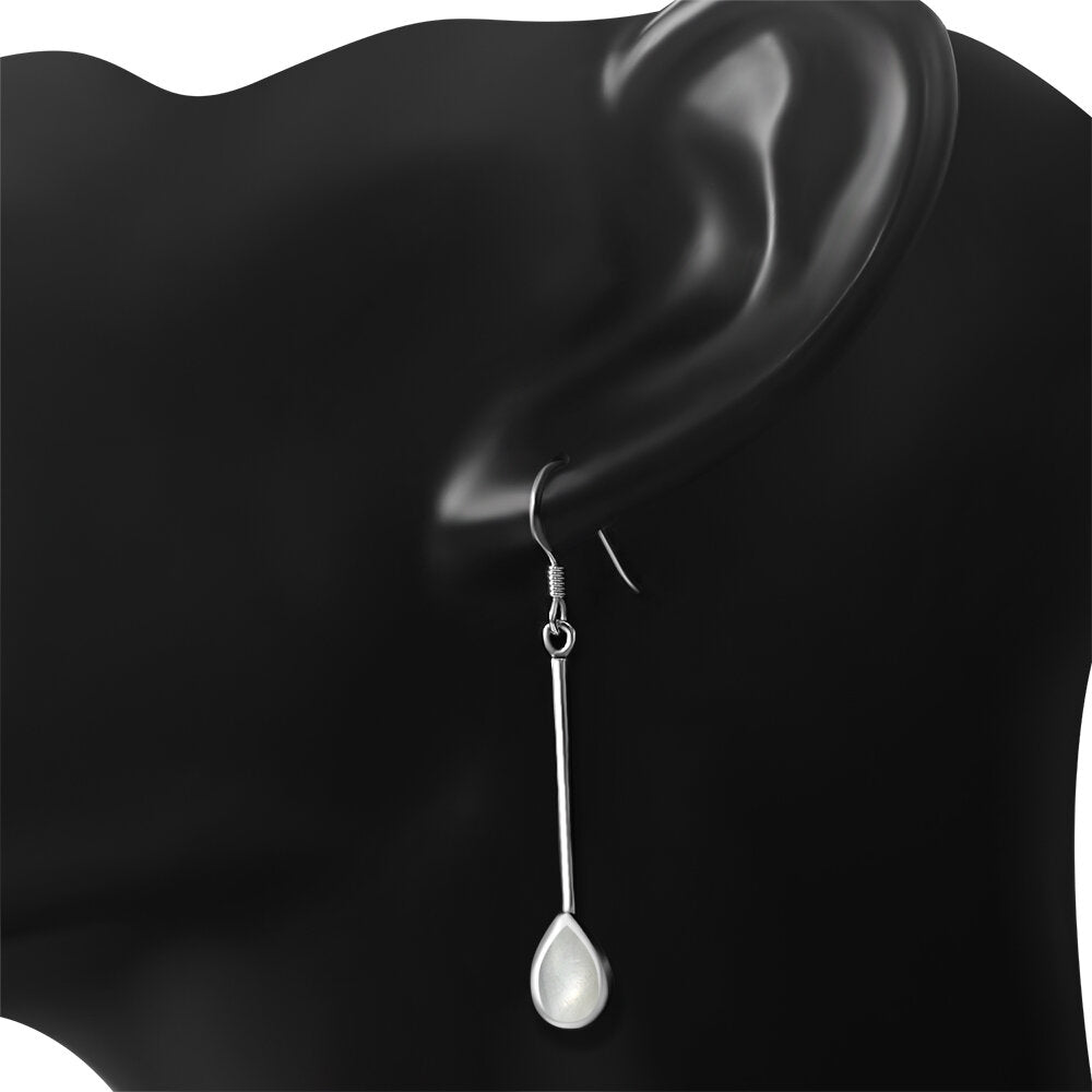 Contemporary Stone Earrings - Pendulum Teardrops with Mother of Pearl