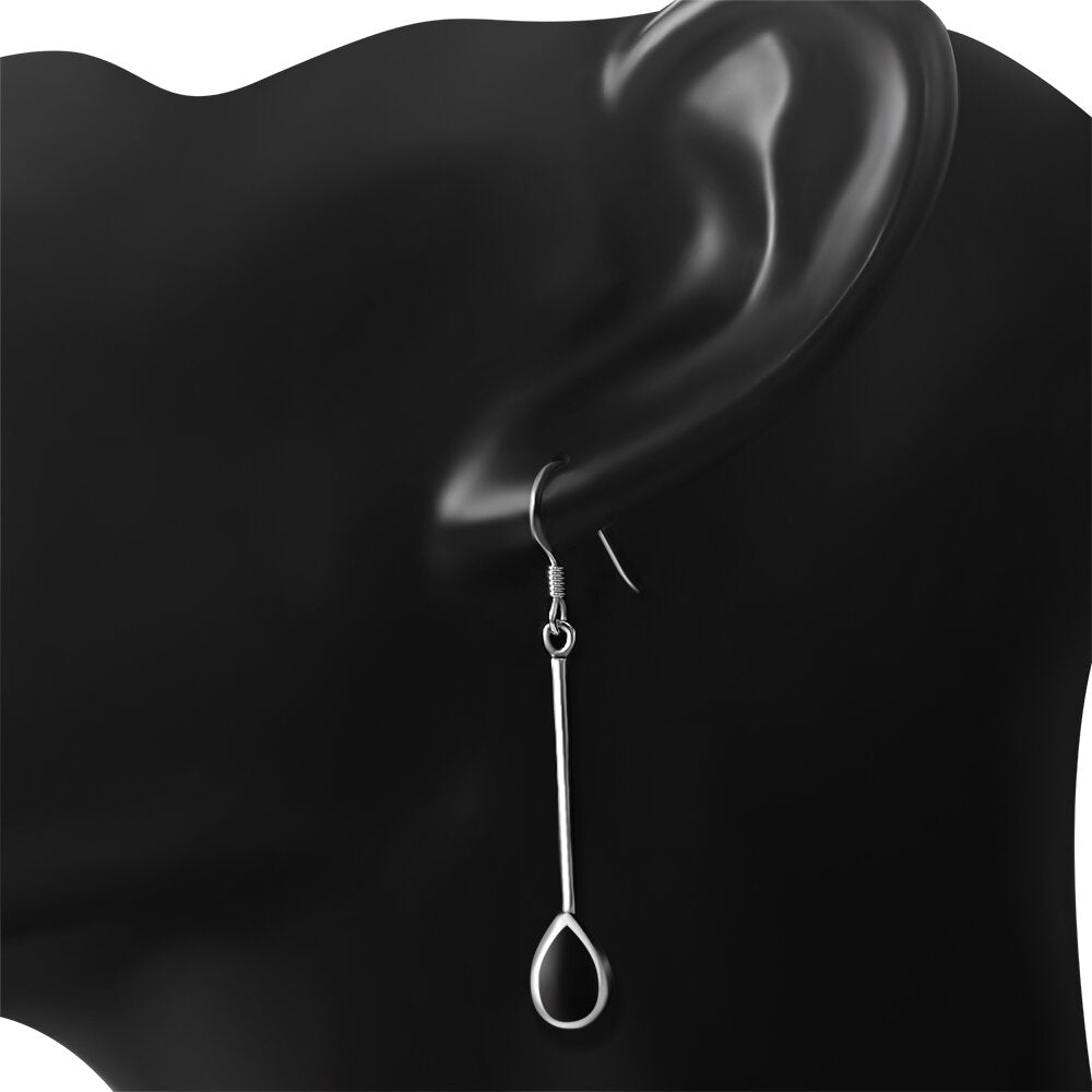 Contemporary Stone Earrings- Pendulum Teardrop with Black Onyx