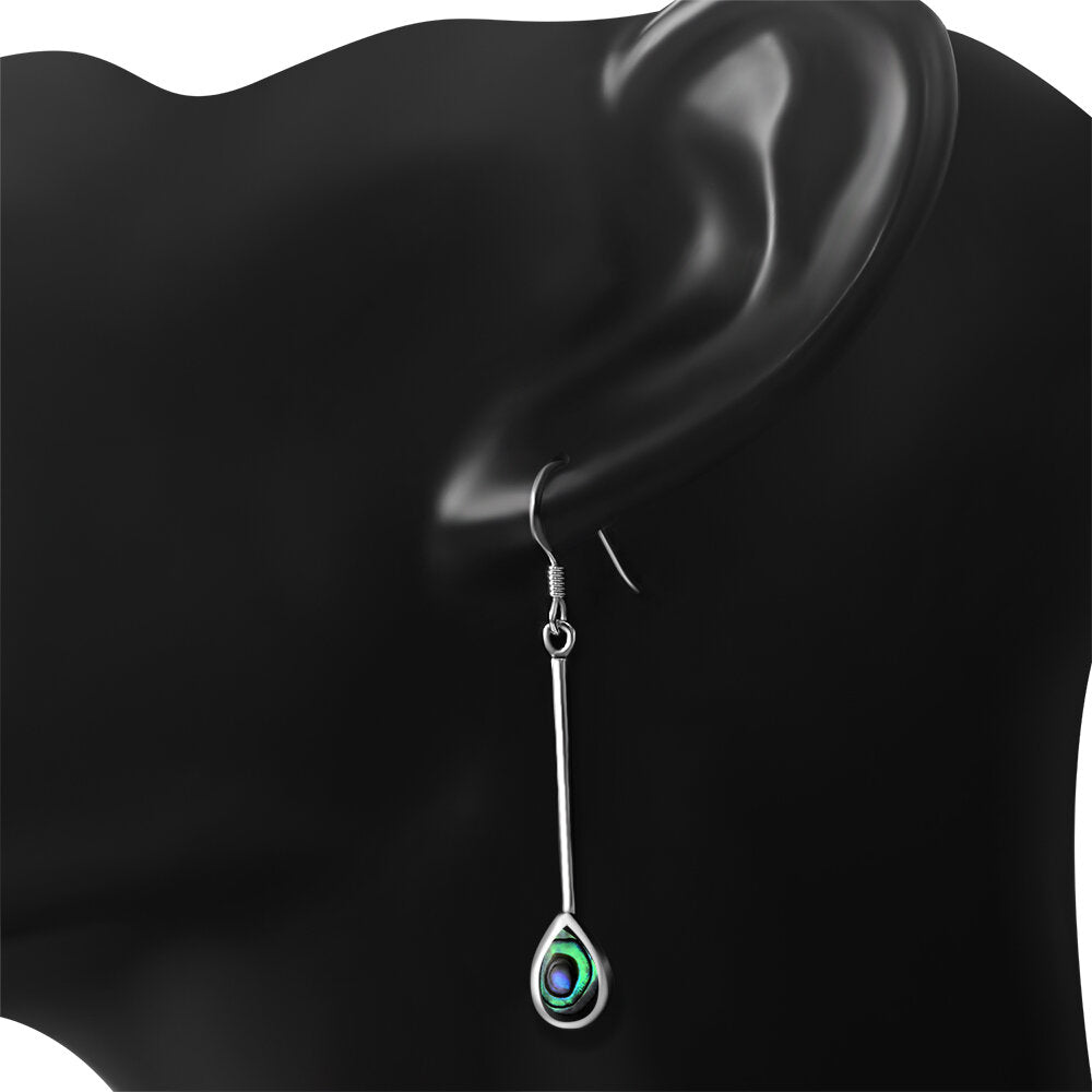 Contemporary Stone Earrings - Pendulum Teardrops with Abalone Shell