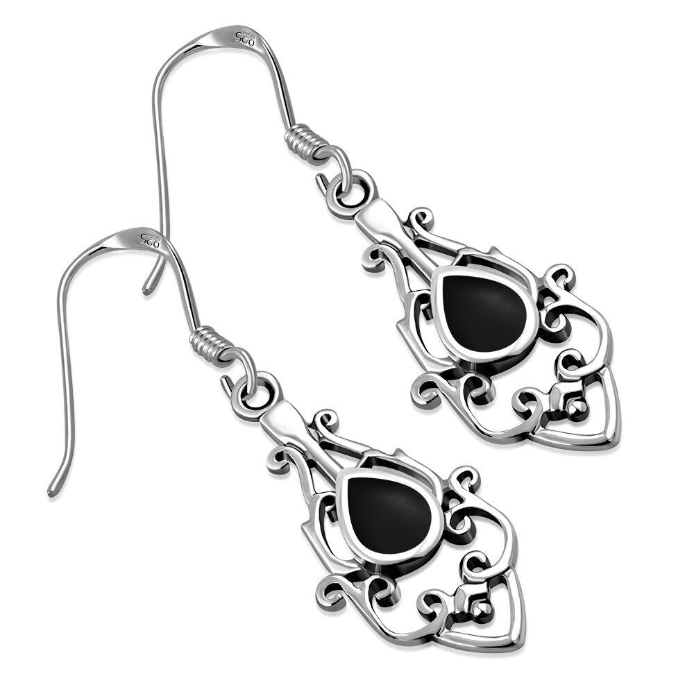 Contemporary Stone Earrings- Baroque Style with Black Onyx