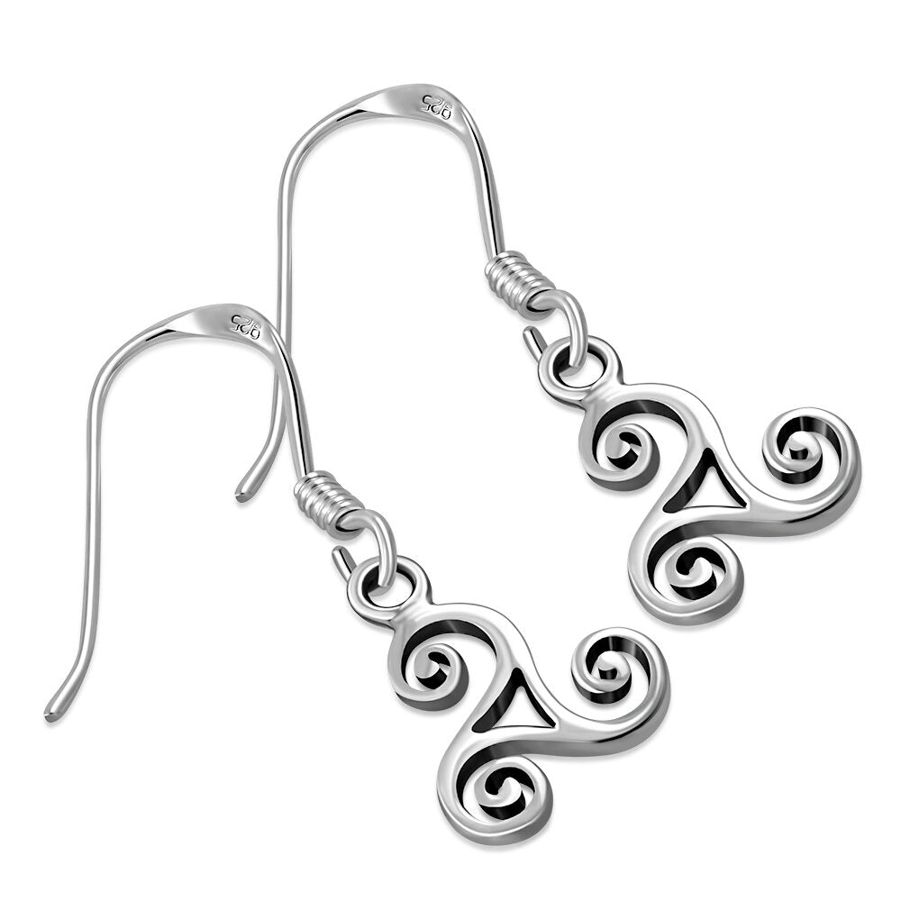 Triskele Earrings - Swirly Arms with Window (Small)