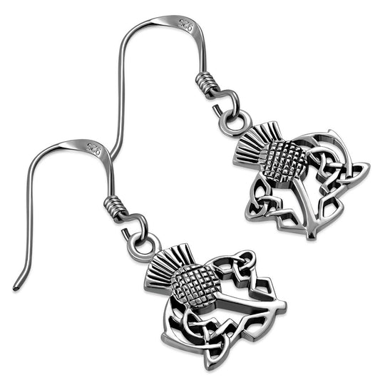 Scottish Thistle Earrings - Celtic Leaves