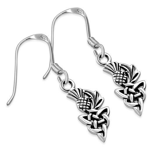 Scottish Thistle Earrings - Small Celtic Knot Roots