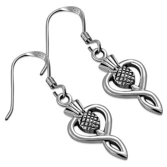 Scottish Thistle Earrings - Elegant Looped Stem