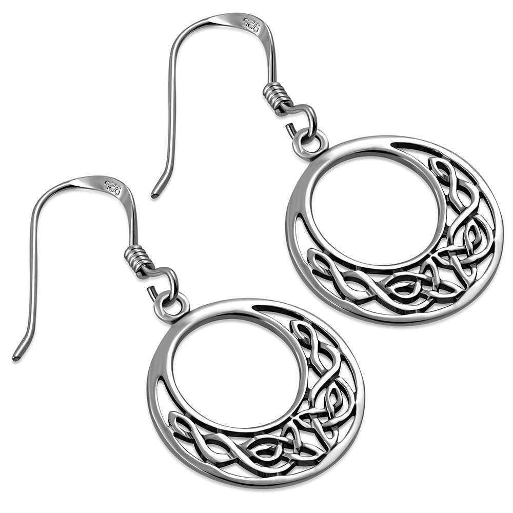 Celtic Knot Earrings -Flat  Half Moon Knot