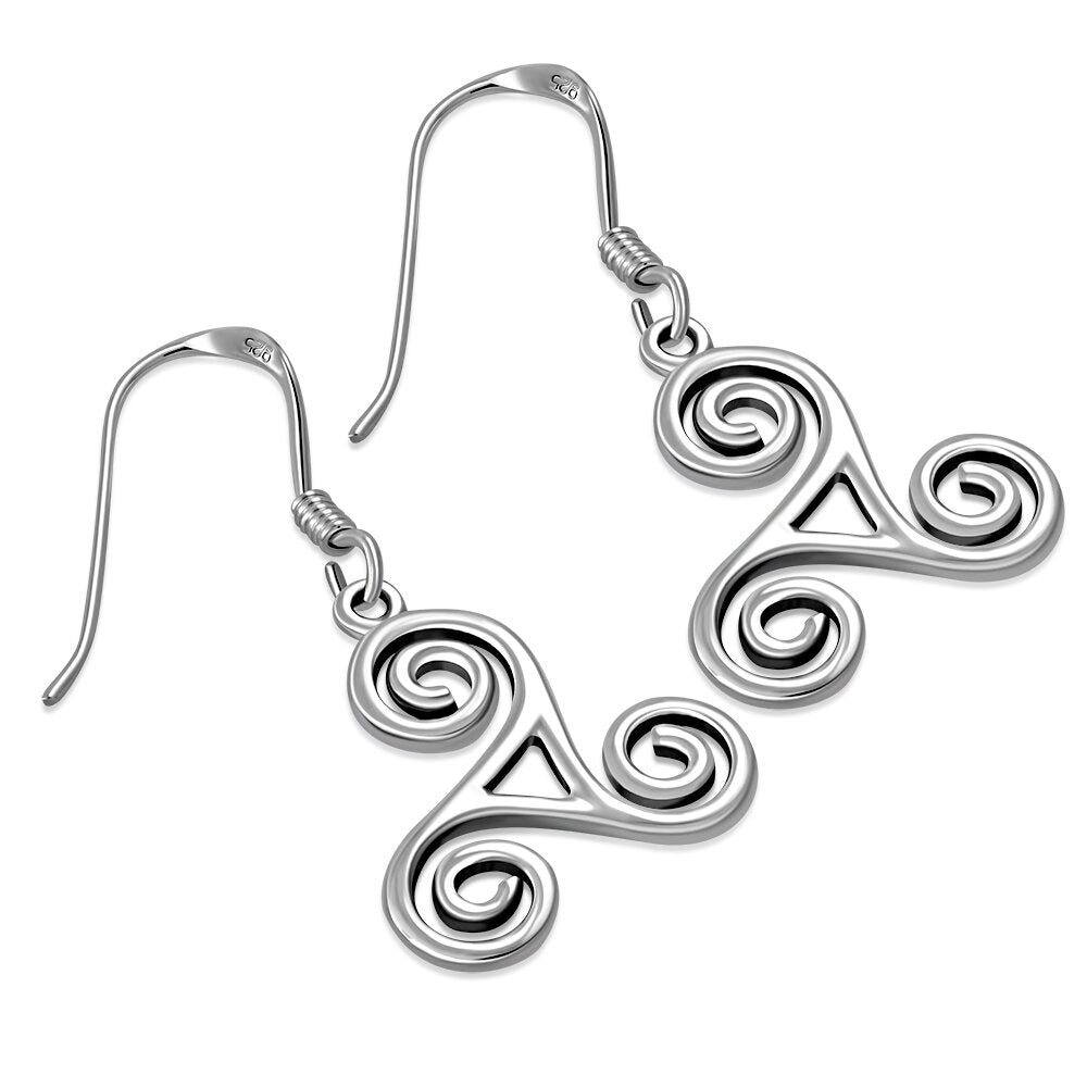 Triskele Earrings - Triple Spiral with Window (Large)