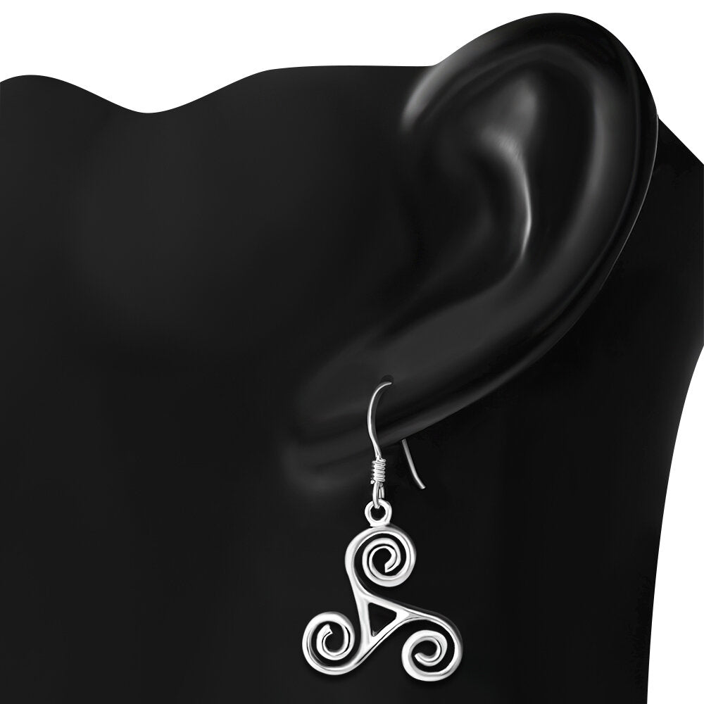 Triskele Earrings - Triple Spiral with Window (Large)