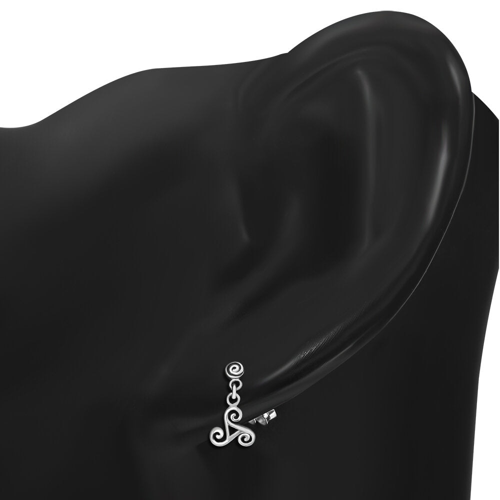 Triskele Earrings- Spiral Stud with Triskele