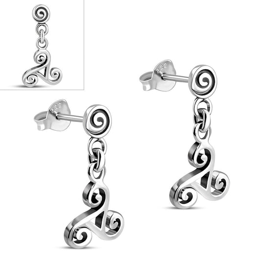 Triskele Earrings- Spiral Stud with Triskele