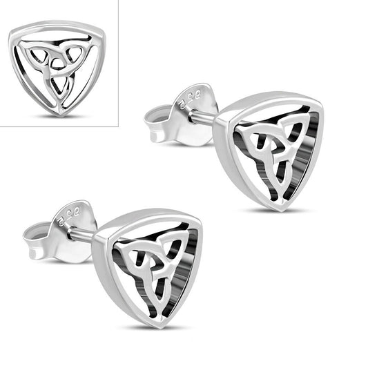 Triquetra Earrings - Downward Framed Trinity Studs