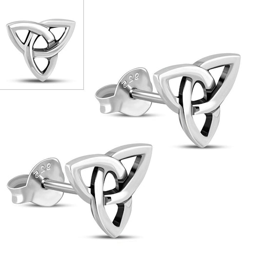Triquetra Earrings - Classic Small Wide Armed Studs