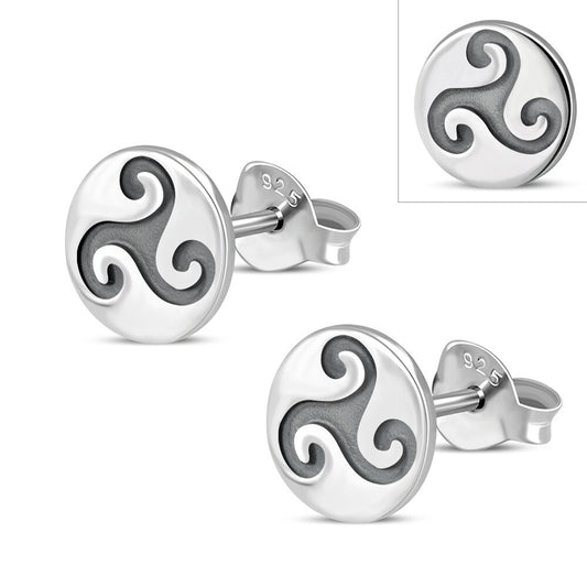 Triskele Earrings - Solid Triskele Stamp Studs