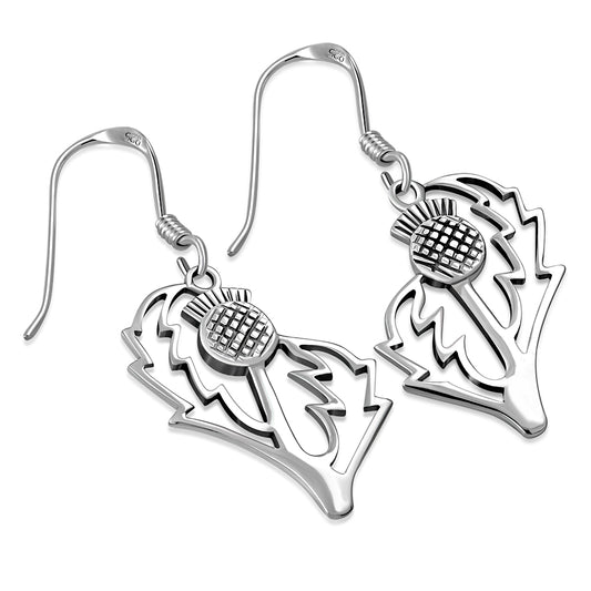 Scottish Thistle Earrings - Contemporary Cut (Large)